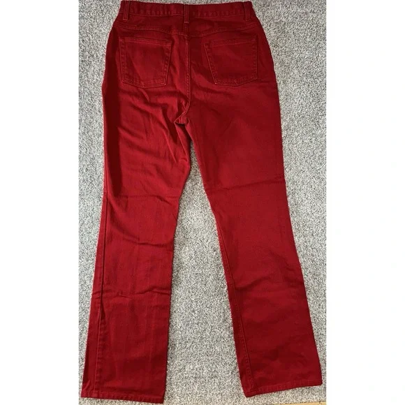 Newport News Jeanology Womens Red Straight Leg Jeans Pants Size 12 - Picture 6 of 6